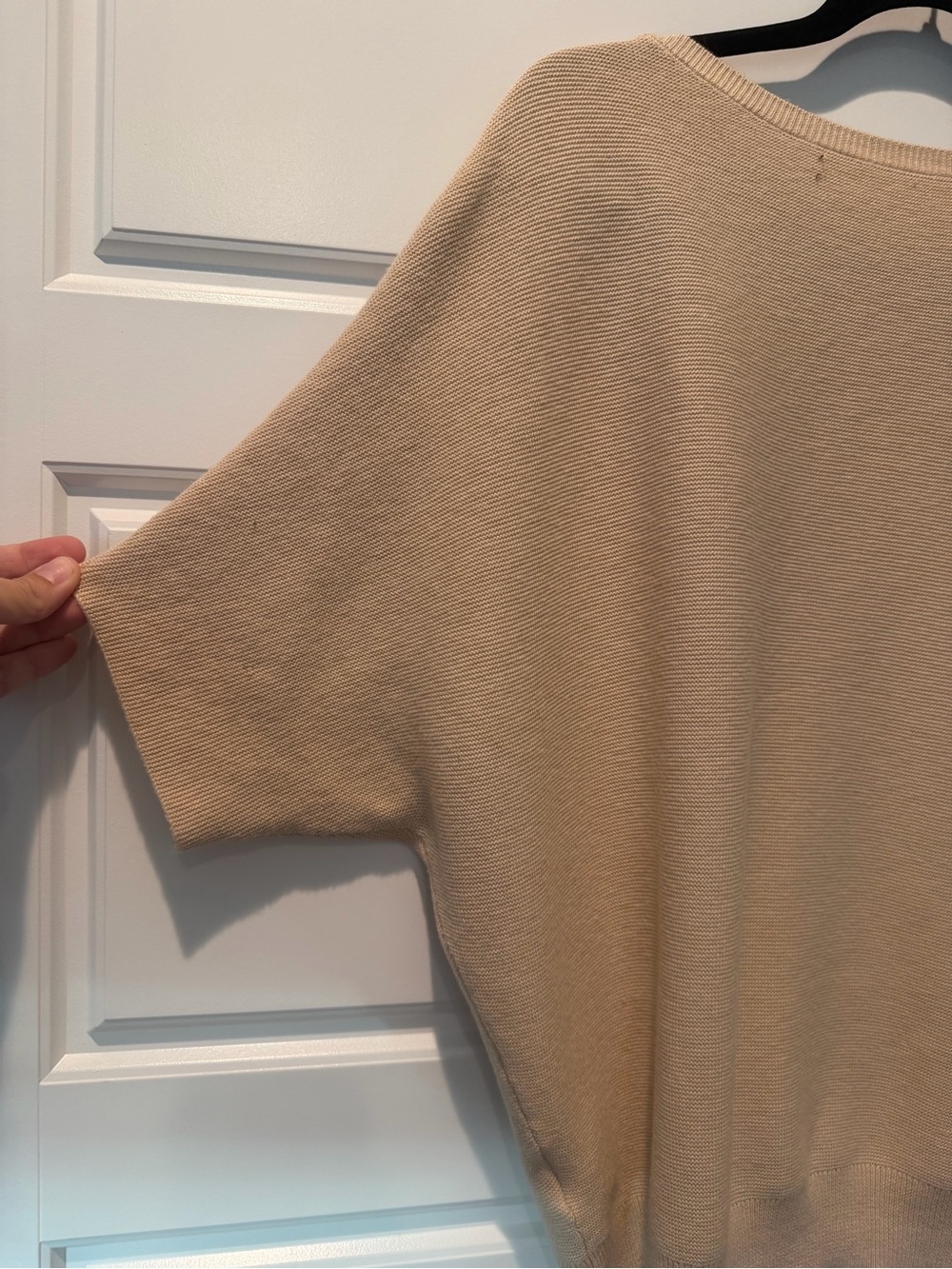Quince Lightweight Cotton Cashmere Link Stitch Dolman Sweater Oatmeal Small - Picture 7 of 7